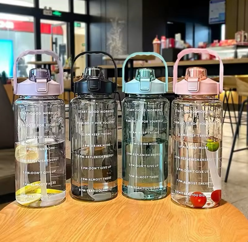 2L Portable Travel Water Bottle With Straw, Transparent Refillable Leakproof Water Bottle, Flip Lid Drink Jug, Water Flask Drinking Bottle 2L Portable Travel Water Bottle With Straw, Transparent Refillable Leakproof Water Bottle, Flip Lid Drink Jug, Water Flask Drinking Bottle